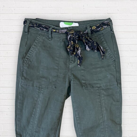 New ANTHROPOLOGIE Olive Green Skinny Utility Pants Women's 26New - Picture 2 of 4